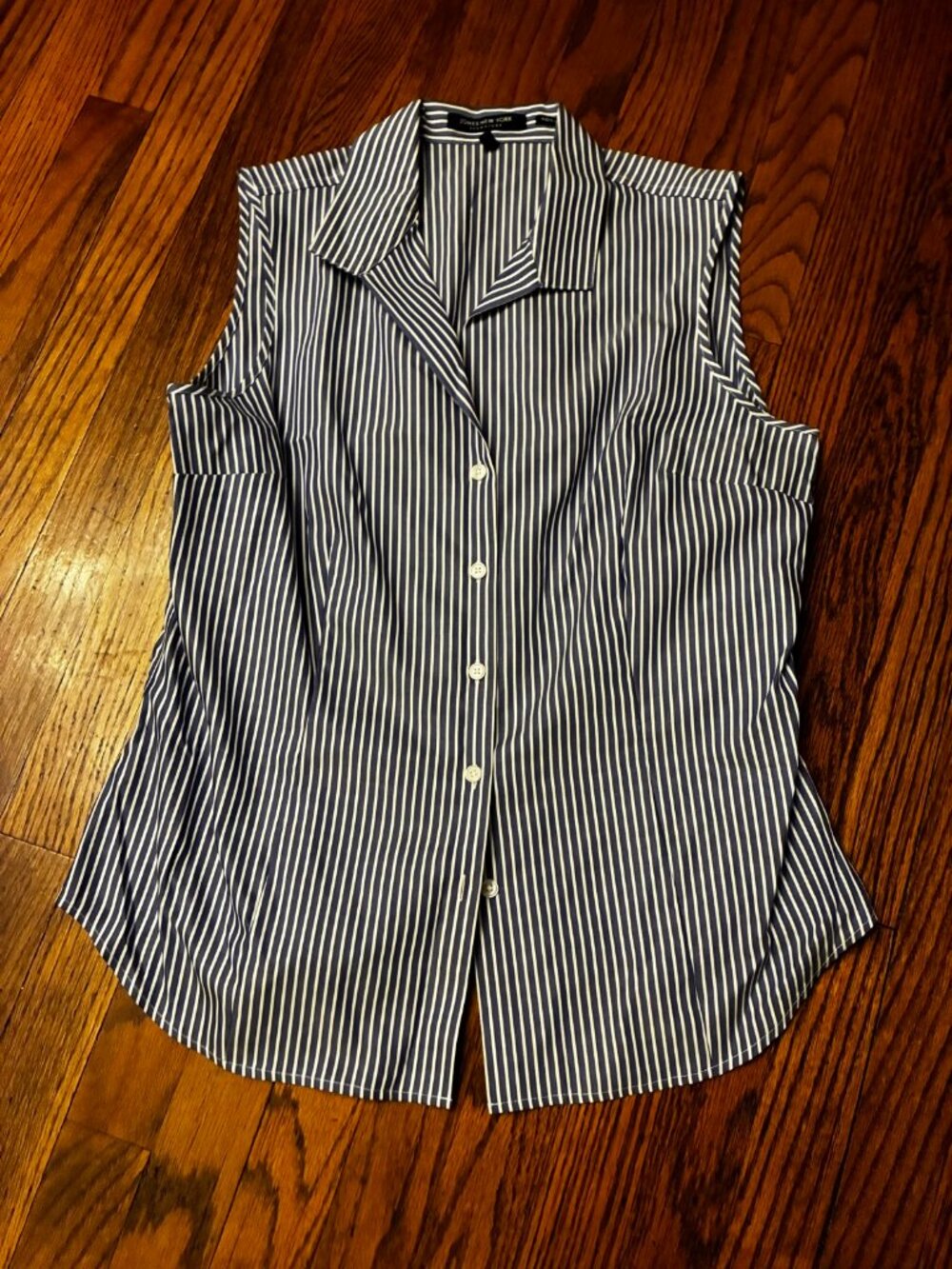 Jones New York Signature Striped Sleeveless Shirt Size L